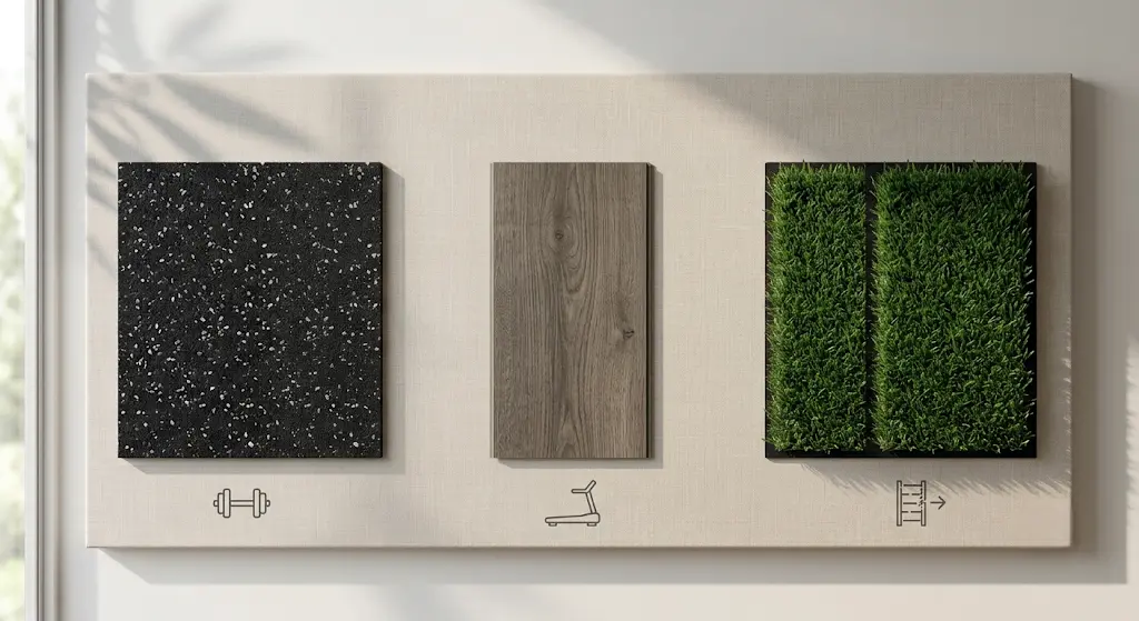 Rubber flooring vs. vinyl vs. turf comparison